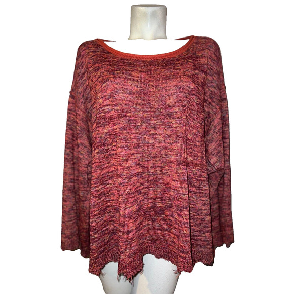 Free People Sweaters - FREE PEOPLE Sweater Size L Colorful Boxy Bohemian BOHO Oversized Fringe Tunic